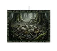 Tappetino scolapiatti per cucina, con stampa rustica, assorbente, in microfibra, per proteggere il bancone della cucina, 45,7 x 61 cm, colore: verde foresta