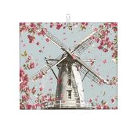 Tappetino scolapiatti per cucina HHGFASD Atmospheric Windmill Pattern Ultra assorbente, reversibile ed elegante tappetino da cucina