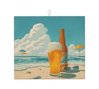Tappetino scolapiatti per cucina HHGFASD Beer on The Beach modello ultra assorbente, reversibile ed elegante tappetino da cucina