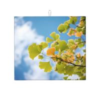 Tappetino scolapiatti per cucina HHGFASD con foglie di ginkgo sotto il cielo blu, ultra assorbente, reversibile ed elegante tappetino da cucina