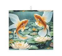 Tappetino scolapiatti per cucina HHGFASD Goldfish e Lotus Pattern Ultra assorbente, reversibile ed elegante tappetino da cucina