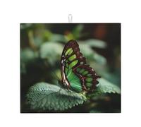 Tappetino scolapiatti per cucina HHGFASD Green Butterfly on Leaf Pattern Ultra assorbente, reversibile ed elegante tappetino da cucina