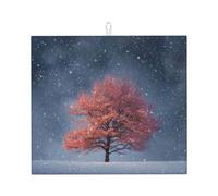 Tappetino scolapiatti per cucina HHGFASD Little Tree Under The Snowflakes Pattern Ultra assorbente, reversibile ed elegante tappetino da cucina