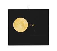 Tappetino scolapiatti per cucina HHGFASD Moon Black Cat Pattern Ultra assorbente, reversibile ed elegante tappetino da cucina