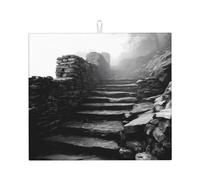 Tappetino scolapiatti per cucina HHGFASD Mountain Mist Over The Stone Steps modello ultra assorbente, reversibile ed elegante tappetino da cucina