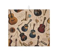 Tappetino scolapiatti per cucina HHGFASD Notes Music Guitar Pattern Ultra assorbente, reversibile ed elegante tappetino da cucina