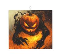 Tappetino scolapiatti per cucina HHGFASD Pumpkin Monster in The Fire, ultra assorbente, reversibile ed elegante tappetino da cucina
