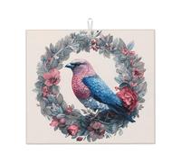 Tappetino scolapiatti per cucina HHGFASD rosa blu uccello in una ghirlanda modello ultra assorbente, reversibile ed elegante tappetino da cucina