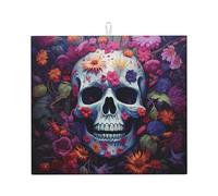 Tappetino scolapiatti per cucina HHGFASD Skeleton in Flowers Pattern Ultra assorbente, reversibile ed elegante tappetino da cucina