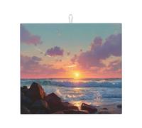 Tappetino scolapiatti per cucina HHGFASD Sunrise on the Coast, ultra assorbente, reversibile ed elegante tappetino da cucina