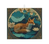 Tappetino scolapiatti per cucina HHGFASD The Fox on the Lotus Leaf Pattern Ultra assorbente, reversibile ed elegante tappetino da cucina