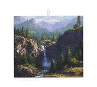Tappetino scolapiatti per cucina HHGFASD Waterfall in The Green Valley, ultra assorbente, reversibile ed elegante tappetino da cucina