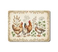 Tappetino scolapiatti per cucina, motivo: animali della fattoria, tappetino scolapiatti in gomma assorbente con pollo e anatra, stile vintage, motivo floreale, per bar, 45 x 61 cm