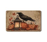 Tappetino scolapiatti per cucina, motivo: corvo di Halloween, lanterna a forma di zucca, in gomma assorbente, tappetino decorativo autunnale per bar, 30,5 x 50,8 cm