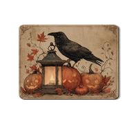 Tappetino scolapiatti per cucina, motivo: corvo di Halloween, lanterna a forma di zucca, in gomma assorbente, tappetino decorativo autunnale per bar, 45,7 x 61 cm