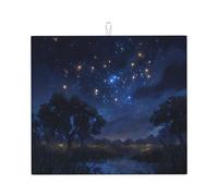 Tappetino scolapiatti per cucina, motivo costellazioni HHGFASD con stelle, ultra assorbente, reversibile ed elegante tappetino da cucina