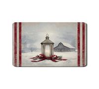 Tappetino scolapiatti per cucina, motivo lanterna invernale, tappetino scolapiatti in gomma assorbente a righe rosse rustiche per bar, 30,5 x 50,8 cm