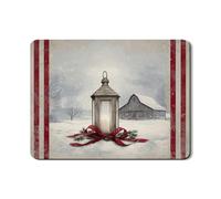 Tappetino scolapiatti per cucina, motivo lanterna invernale, tappetino scolapiatti in gomma assorbente a righe rosse rustiche per bar, 45 x 61 cm