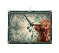 Tappetino scolapiatti per cucina, motivo mucca delle Highland, assorbente, in microfibra, per bancone della cucina, 45,7 x 61 cm