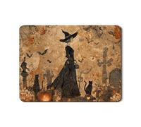 Tappetino scolapiatti per cucina, motivo strega di Halloween, tappetino in gomma assorbente vintage con gatto e zucca, tappetino in pelle sintetica per decorazione bancone, 45,7 x 61 cm