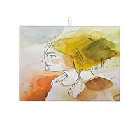 Tappetino scolapiatti per cucina, piccolo, grande, 18 x 24 pollici, con motivo: pittura artistica, donna, ragazza,