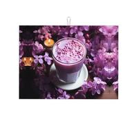 Tappetino scolapiatti per cucina Tappetino da cucina Fiori viola Bevande Piatti stampati Scolapiatti Stuoie Super Assorbente Microfibra Cucina Contatore Mat