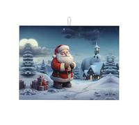 Tappetino scolapiatti per cucina tappetino da cucina Natale inverno Babbo Natale stampato scolapiatti stuoie super assorbente in microfibra tappetino da cucina