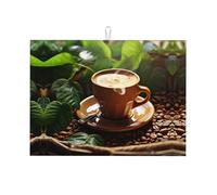 Tappetino scolapiatti per cucina Tappetino da cucina Tappetino per asciugare caffè e foglie verdi stampate scolapiatti stuoie super assorbente in microfibra tappetino da cucina