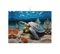 Tappetino scolapiatti per cucina Tappetino scolapiatti Sea Conch Shell Stella Marina Tartaruga Stampato Piatti Stuoie Scolapiatti Super Assorbente Microfibra Cucina Contatore Mat