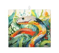 Tappetino scolapiatti per cucina VVXBHGR Watercolor Snake Prints Ultra assorbente, reversibile ed elegante tappetino da cucina