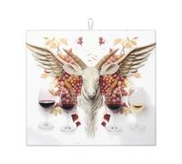 Tappetino scolapiatti per cucina VVXBHGR Wine Illustrations Prints, ultra assorbente, reversibile ed elegante tappetino da cucina