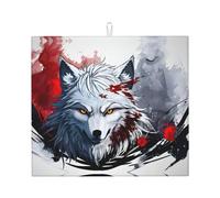Tappetino scolapiatti per cucina Wzywhj A Wolf's Head gocciolante sangue stampa in spugna assorbente 45,7 x 40,6 cm