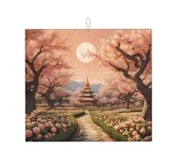 Tappetino scolapiatti per cucina Wzywhj Beautiful Peach Garden stampa in spugna assorbente 45,7 x 40,6 cm