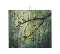 Tappetino scolapiatti per cucina Wzywhj Birds Chirping On The Willow Tree stampa in spugna assorbente acqua 45,7 x 40,6 cm