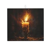 Tappetino scolapiatti per cucina Wzywhj Burning Candles stampa in spugna assorbente acqua 45,7 x 40,6 cm