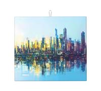 Tappetino scolapiatti per cucina Wzywhj immagine olografica riflessione città in spugna assorbente acqua 45,7 x 40,6 cm