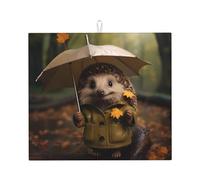 Tappetino scolapiatti per cucina Wzywhj Little Hedgehog Holding an Umbrella stampa in spugna assorbente acqua 45,7 x 40,6 cm