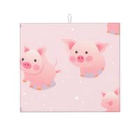 Tappetino scolapiatti per cucina Wzywhj Lovely Pink Pig stampa in spugna assorbente 45,7 x 40,6 cm