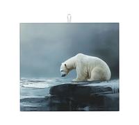 Tappetino scolapiatti per cucina Wzywhj Povero orso polare guardando il ghiaccio Immagine in spugna assorbente 45,7 x 40,6 cm