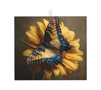Tappetino scolapiatti per cucina YTUOPWE Butterfly on a Girasole Immagine Ultra Assorbente, Reversibile ed Elegante Tappetino da Cucina