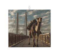Tappetino scolapiatti per cucina YTUOPWE Camel on The Bridge Picture Ultra assorbente, reversibile ed elegante tappetino da cucina