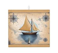 Tappetino scolapiatti per cucina YTUOPWE con immagine di mappa della barca a vela ultra assorbente, reversibile ed elegante tappetino da cucina