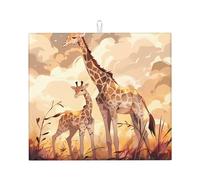 Tappetino scolapiatti per cucina YTUOPWE Giraffe Madre e Bambino Immagine Ultra Assorbente, Reversibile ed Elegante Tappetino da Cucina