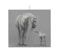 Tappetino scolapiatti per cucina YTUOPWE Horses che si fissano l'un l'altro immagine ultra assorbente, reversibile ed elegante tappetino da cucina