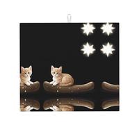 Tappetino scolapiatti per cucina YTUOPWE Kitten Looking at the Stars Picture Ultra assorbente, reversibile ed elegante tappetino da cucina