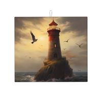 Tappetino scolapiatti per cucina YTUOPWE Little Sparrow Flying to The Lighthouse, ultra assorbente, reversibile ed elegante tappetino da cucina