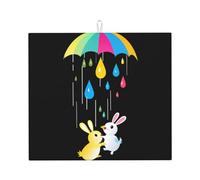 Tappetino scolapiatti per cucina YTUOPWE Little White Rabbit Under an Umbrella Picture Ultra assorbente, reversibile ed elegante tappetino da cucina