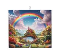 Tappetino scolapiatti per cucina YTUOPWE Little World Under The Rainbow Picture Ultra assorbente, reversibile ed elegante tappetino da cucina