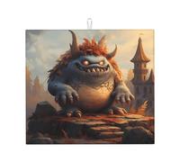 Tappetino scolapiatti per cucina YTUOPWE Monster on The Stone Pier, ultra assorbente, reversibile ed elegante tappetino da cucina