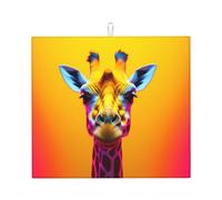 Tappetino scolapiatti per cucina YTUOPWE Neon Giraffe Head Picture Ultra assorbente, reversibile ed elegante tappetino da cucina